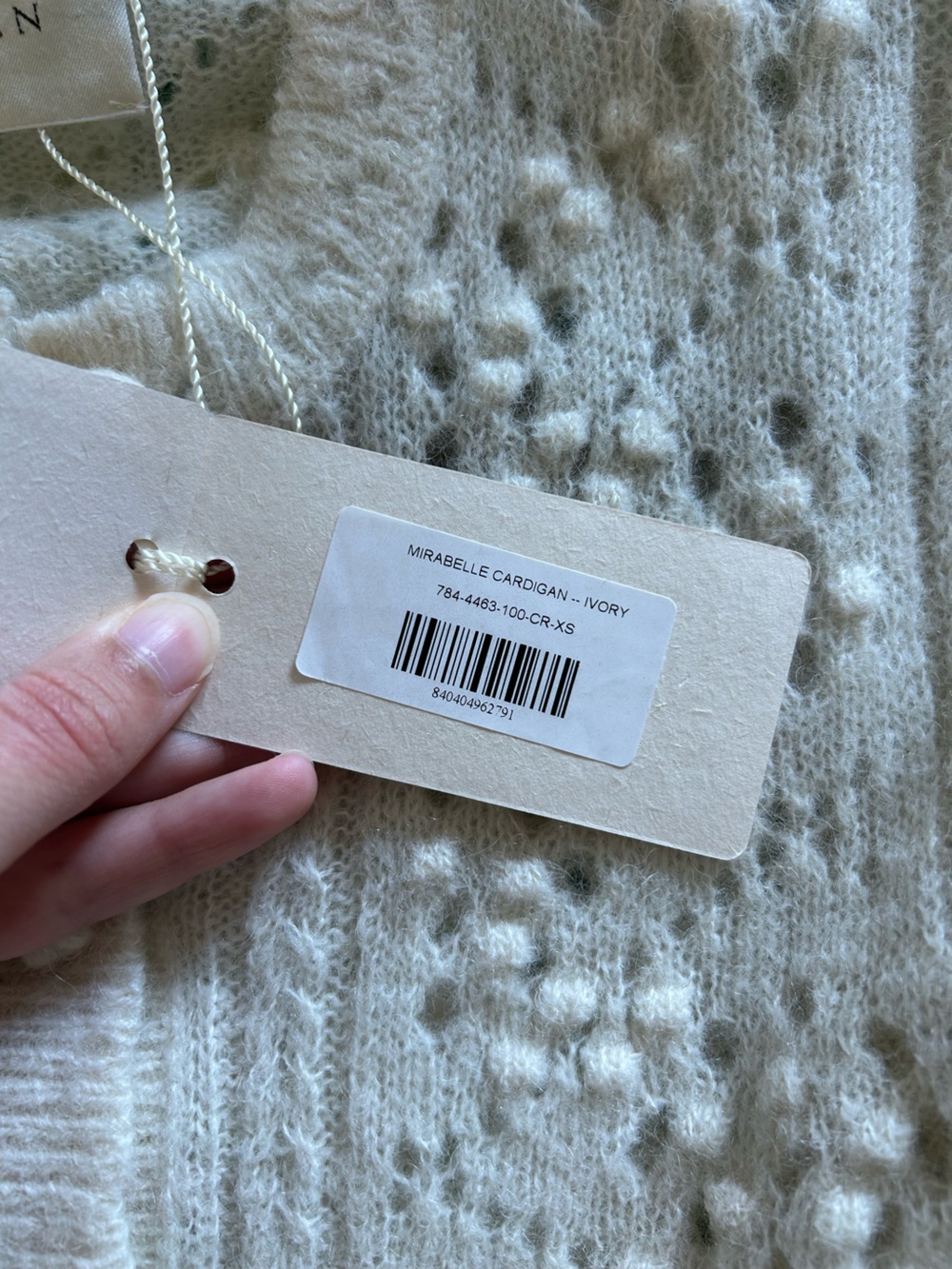 Doen Mirabelle Alpaca Pointelle Crochet Ivory Cardigan NWT - Picture 9 of 9